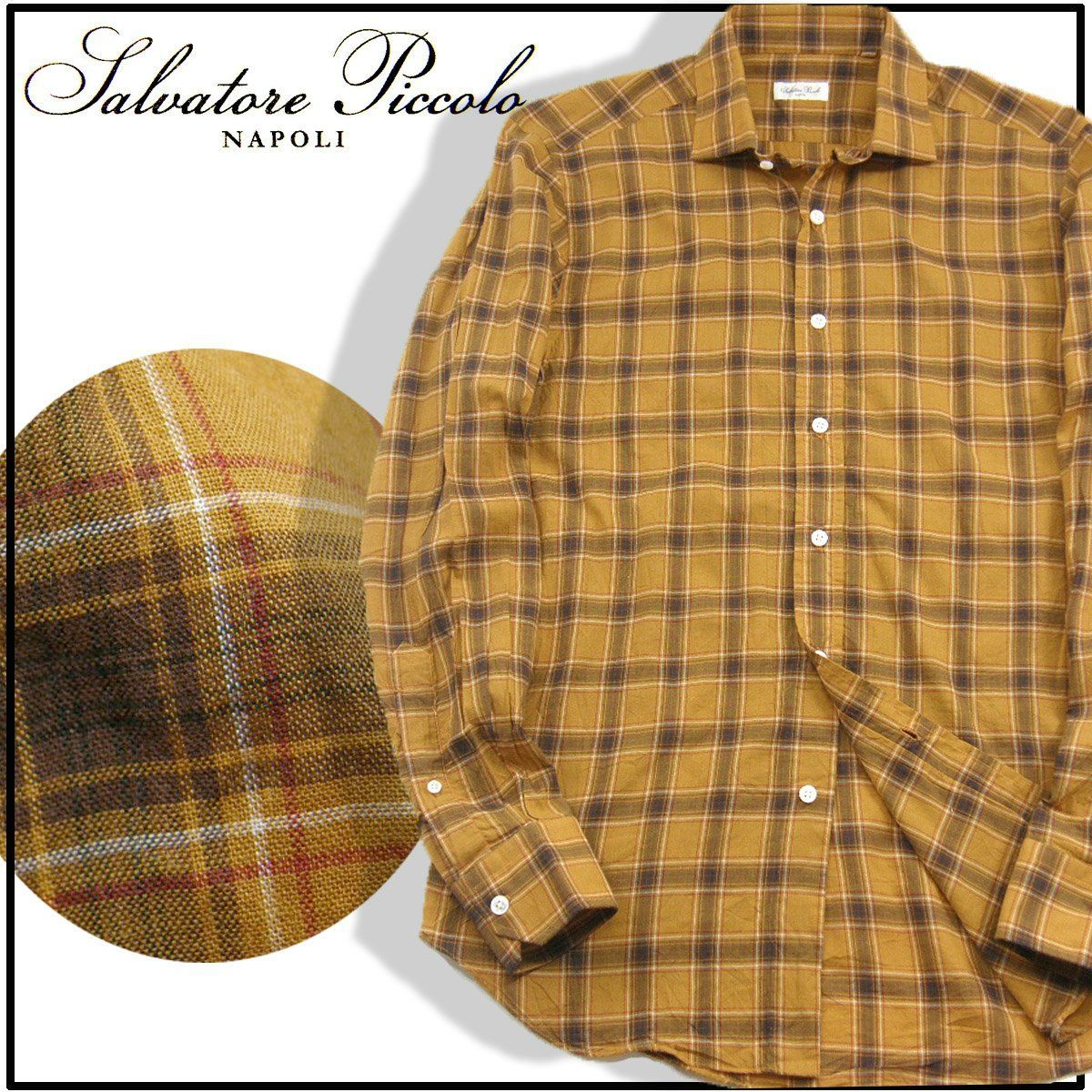 【新品】 Salvatore Piccolo / サルヴァトーレピッコロ 長袖シャツ イタリア製 コットン シャツ チェック ドレスシャツ カジュアルシャツ サルヴァトーレ ピッコロ