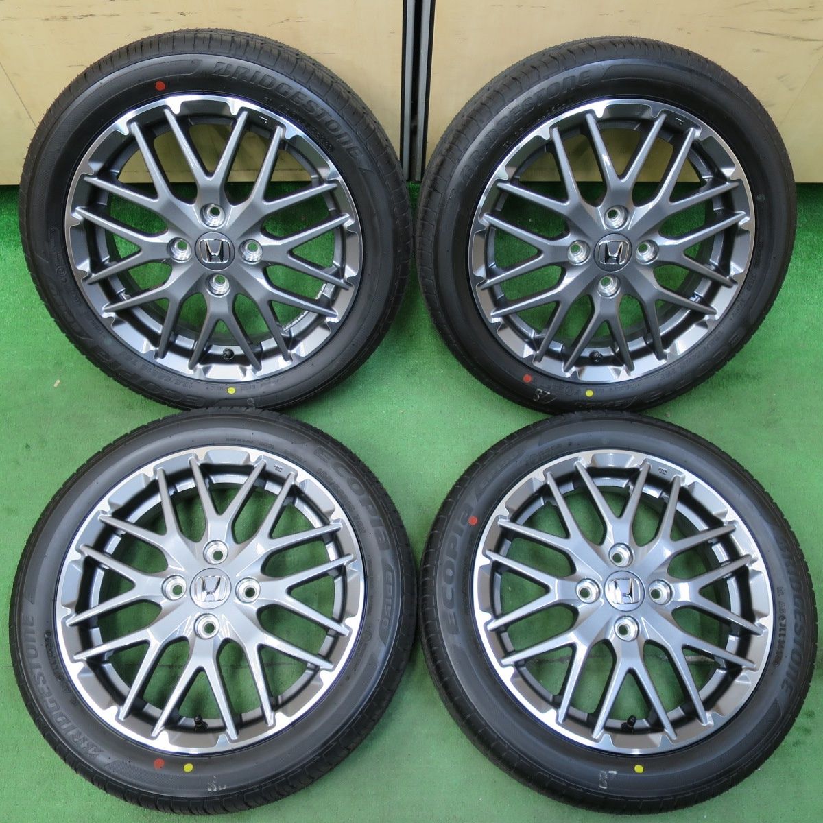 [送料無料] 新車外し！24年ホンダ N-ONE N-BOX カスタム 純正 ENKEI 165/55R15 ブリヂストン エコピア EP150 エンケイ PCD100/4H4110304イノ