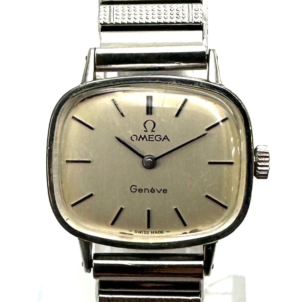 稼働 オメガ ジュネーブ 時計 レディース 手巻き シルバー 2針 ラウンド