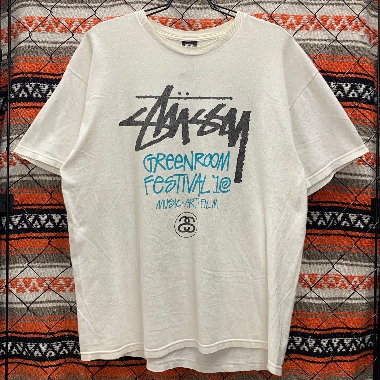 STUSSY ステューシー Tシャツ 半袖 フェス 30周年 プリント 白T L 古着 