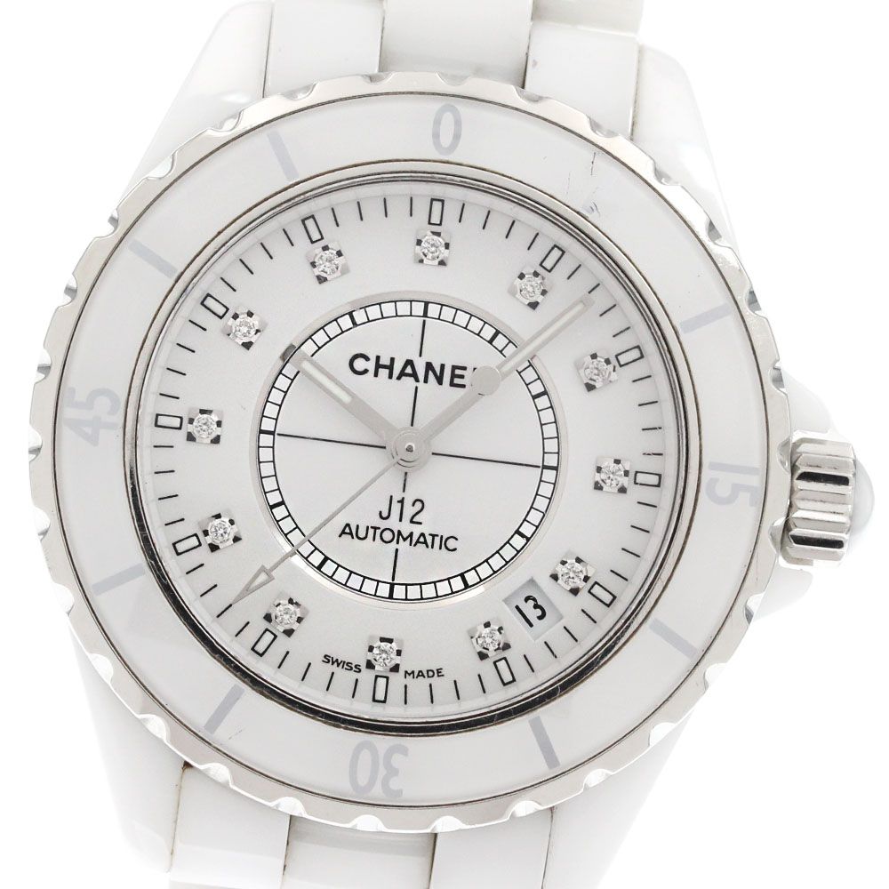 シャネル CHANEL H1629 J12 白セラミック 38MM 12Pダイヤ 自動巻き メンズ_845976