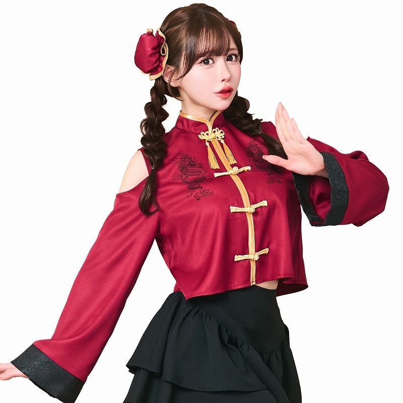 トッピングトップス カンフーチャイナ 紅 [チャイナ服 コスプレ 中国娘 