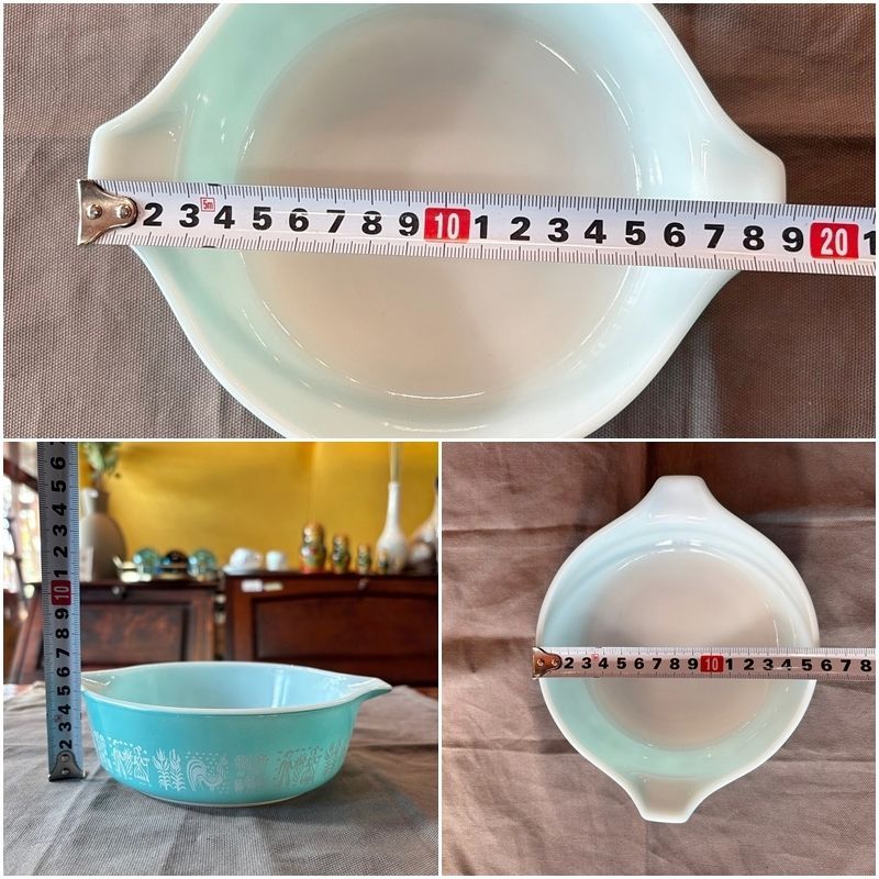 Pyrex オールドパイレックス バタープリント キャセロール φ15.5cm USA