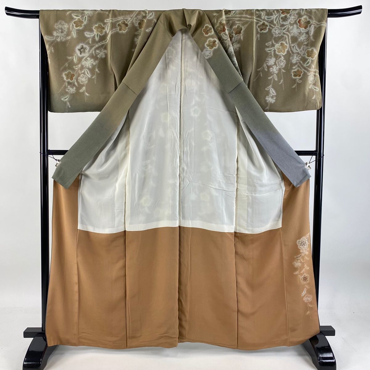 染め分け 茶緑色