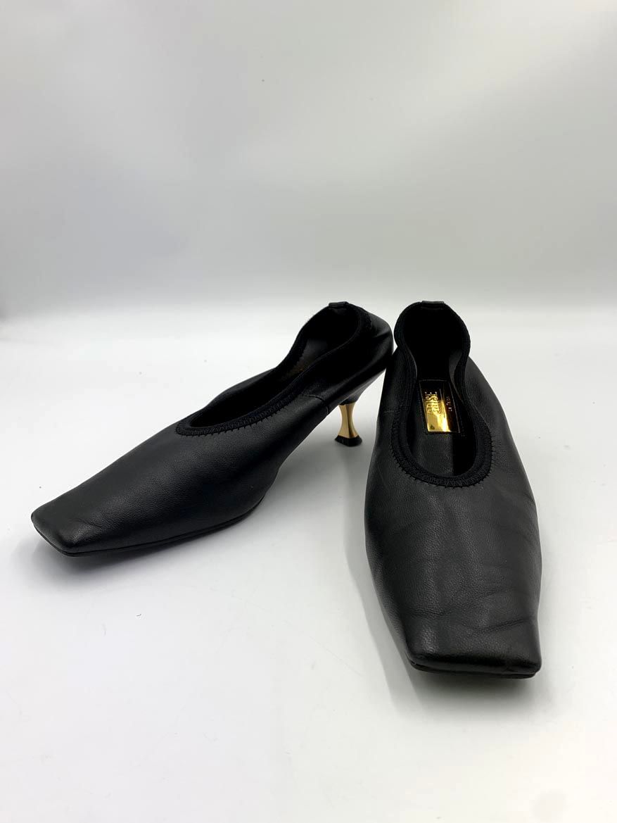 Le Talon ルタロン GRISE 5.5㎝ レザー スクエア ストレッチ パンプス size23|黒 ◎レディース
