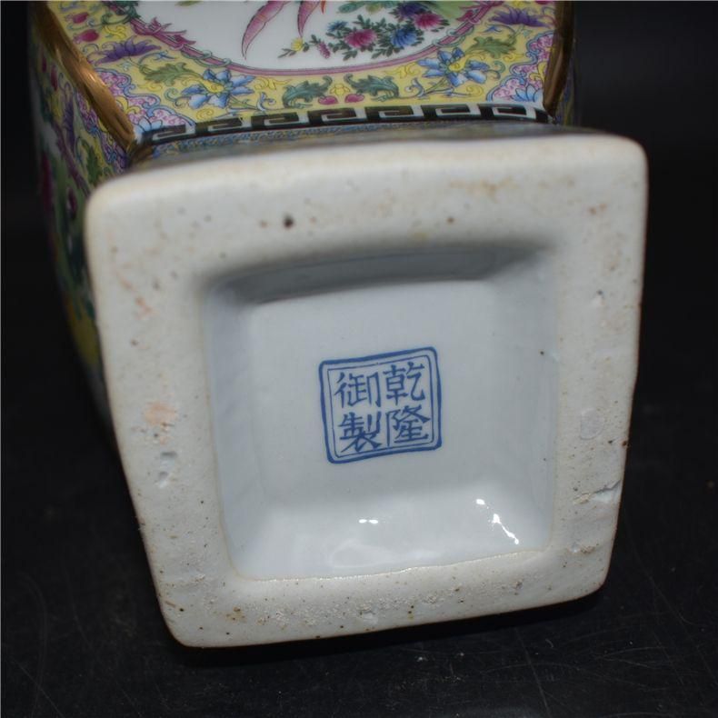 清乾隆琺瑯彩四方花鳥尊瓶 景徳鎮 陶磁器 装飾品 現代工芸品 美術品 置物 清乾隆琺瑯彩四方花鳥尊瓶 景徳鎮 陶磁器 装飾品 現代工芸品