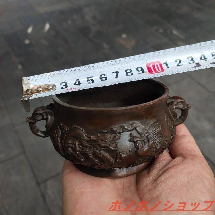 銅器 香炉 龍鳳象耳香炉 仏堂香炉挿し香炉 香道具 装飾品 工芸品