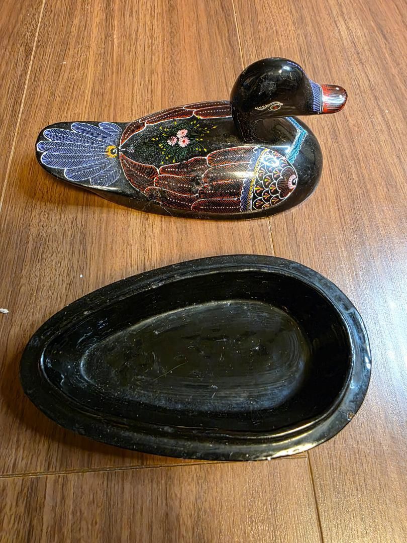 アヒル 水鳥 中国 上海 竹細工 工芸品 籐 アンティーク レトロ 置物 小物入