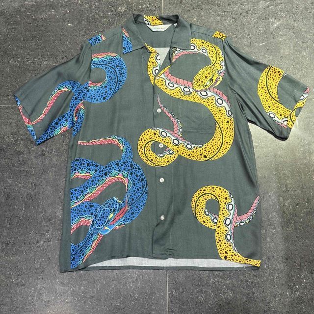 NIPOALOHA 四代目彫よし格 黄蛇|青蛇 SHIRT SIZE-2 ニポアロハ 半袖シャツ 南堀江店