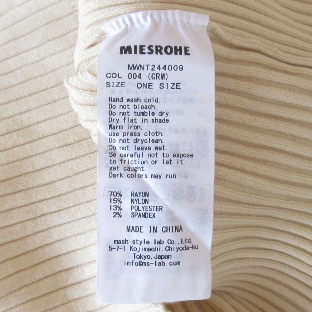 美品 24AW MIESROHE ミースロエ sustainable ウェーブスリーブRIB