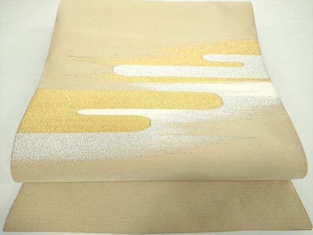 平和屋着物●爪掻き本綴れ　八寸名古屋帯　霞文　金銀糸　正絹　逸品　DAAX4915ps 平和屋着物○爪掻き本綴れ 八寸名古屋帯 霞文 金銀糸