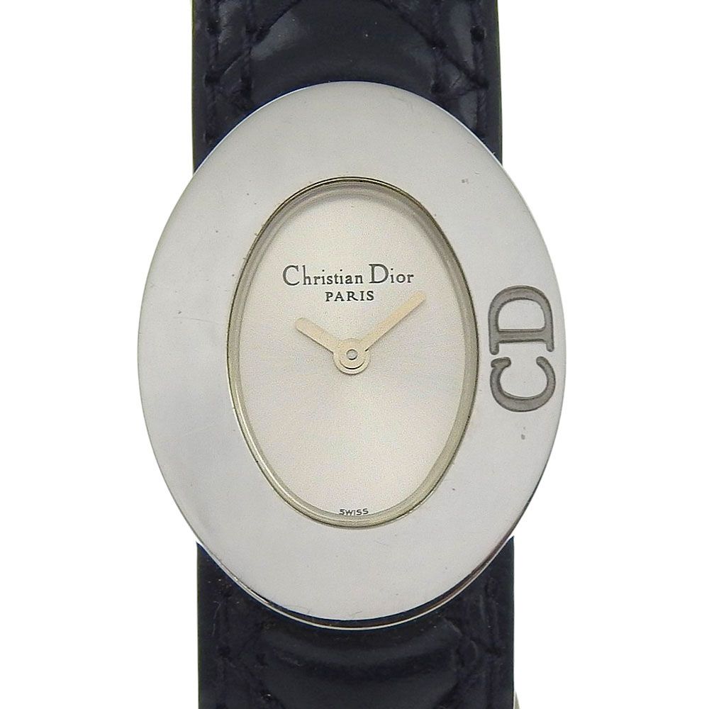 Dior ディオール レディディオール D90-100 ステンレススチール×レザー クオーツ アナログ表示 レディース シルバー文字盤 腕時計