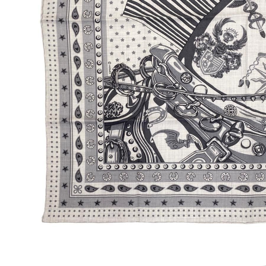 新品未使用 エルメス カレH 65 シュヴァル・パンク・バンダナ グレー HERMES - 新品未使用 エルメス カレH 65 《シュヴァル・パンク