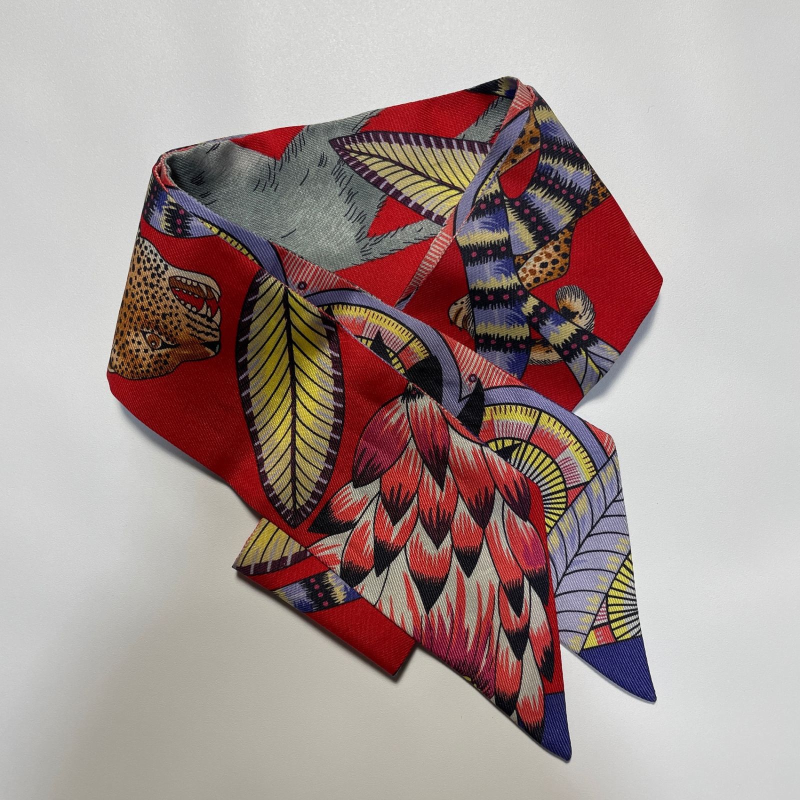 2509-238｜美品｜エルメス ツイリードール スカーフ シルク レッド  