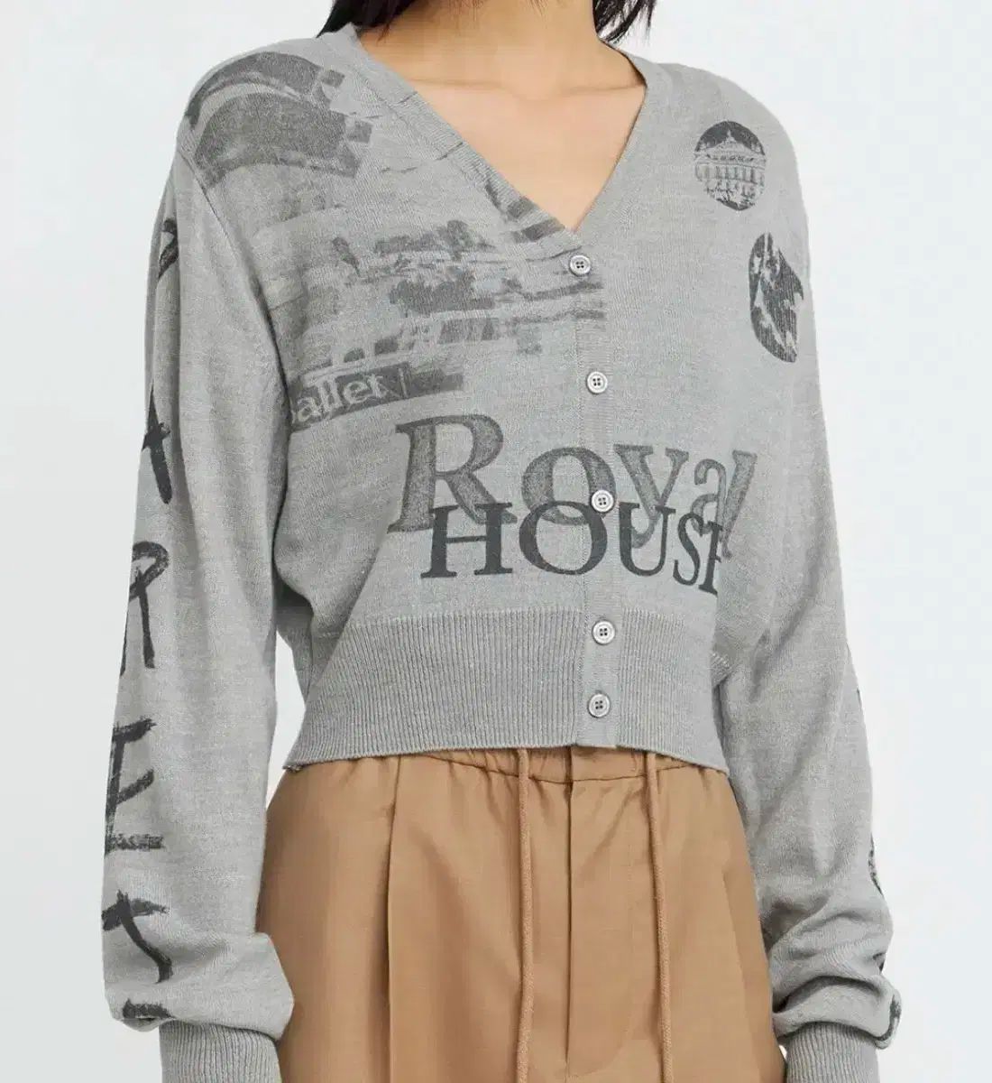 OPEN YYオープンワイワイ Collage Printed Cardigan