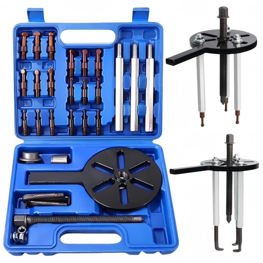 LOOKGOU ベアリングプーラーセット 3爪付き 内穴ベアリング分解工具 自動車整備 内掛け 外掛け対応 ギアプーラー プーリー抜き リムーバー 対応