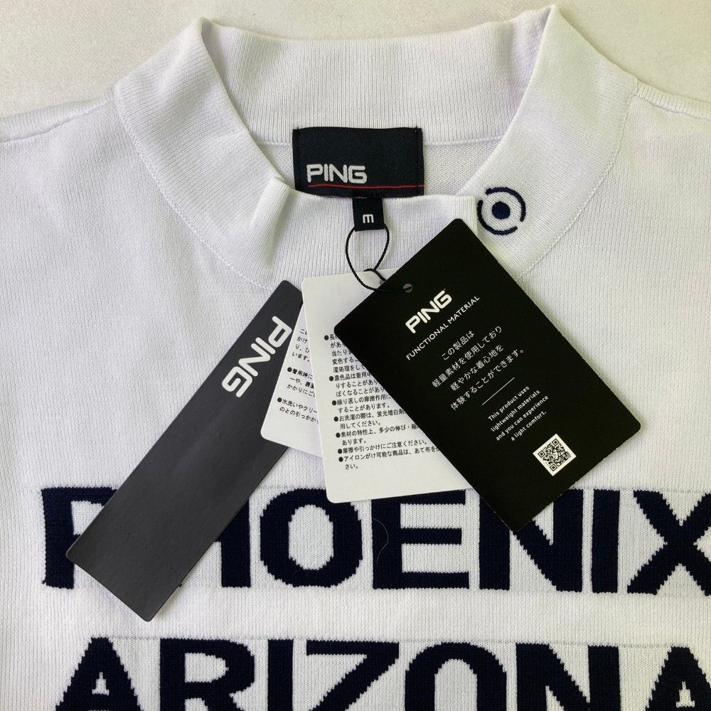 サイズ：M PING ピン 2023年 半袖ハイネックTシャツ  ホワイト系 [240101461553] ゴルフウェア メンズ ストスト PING ピン 2023年 半袖ハイネックTシャツ ホワイト系 L ゴルフ