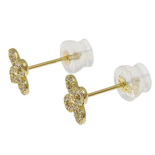 D0.10/D0.10 フラワーモチーフ ダイヤモンド ピアス K18