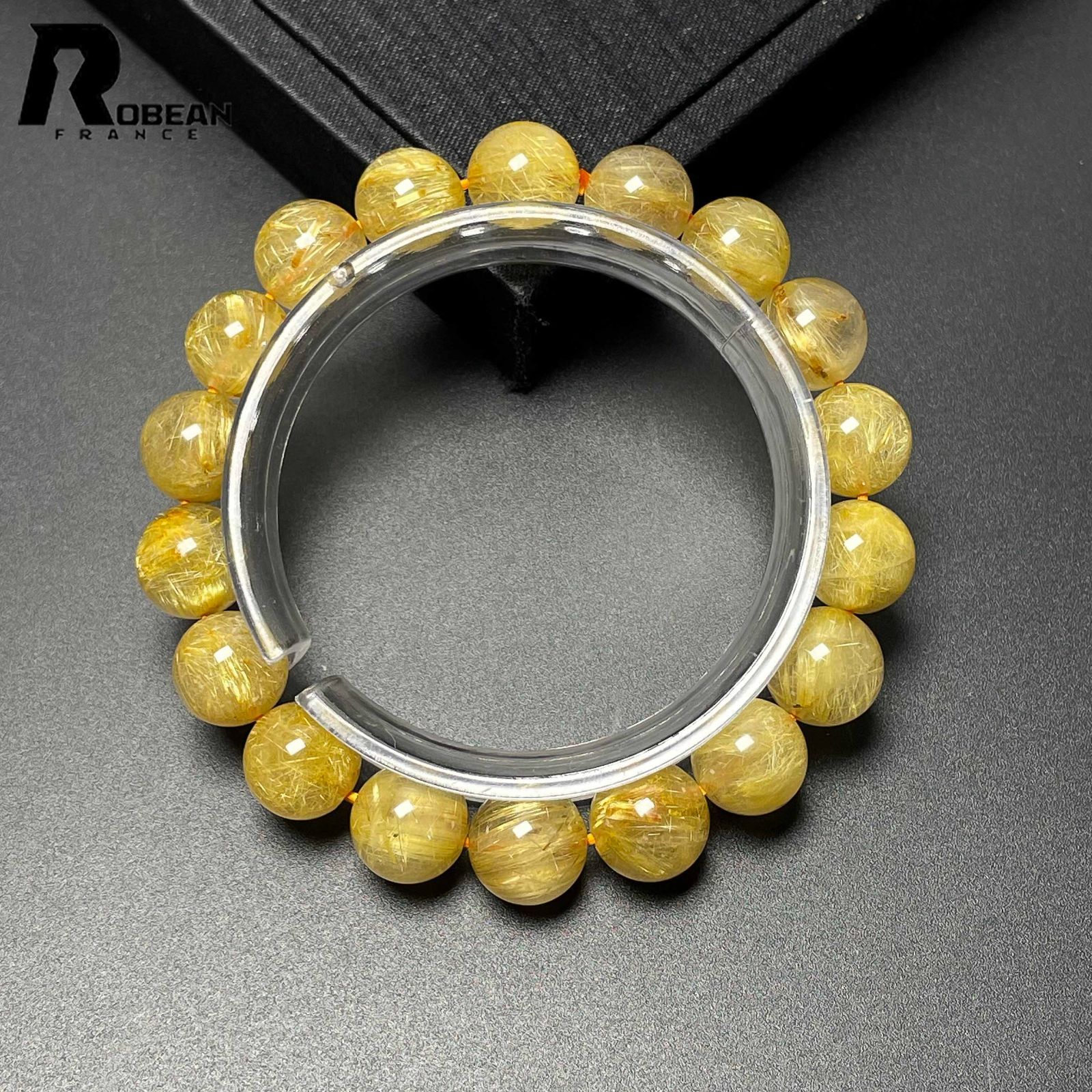 EU製 定価19万円 ROBEAN ! 満針ルチルクォーツ ブレスレット パワーストーン 天然石 金運 お守り プレゼント 11.1-11.7mm M0504139