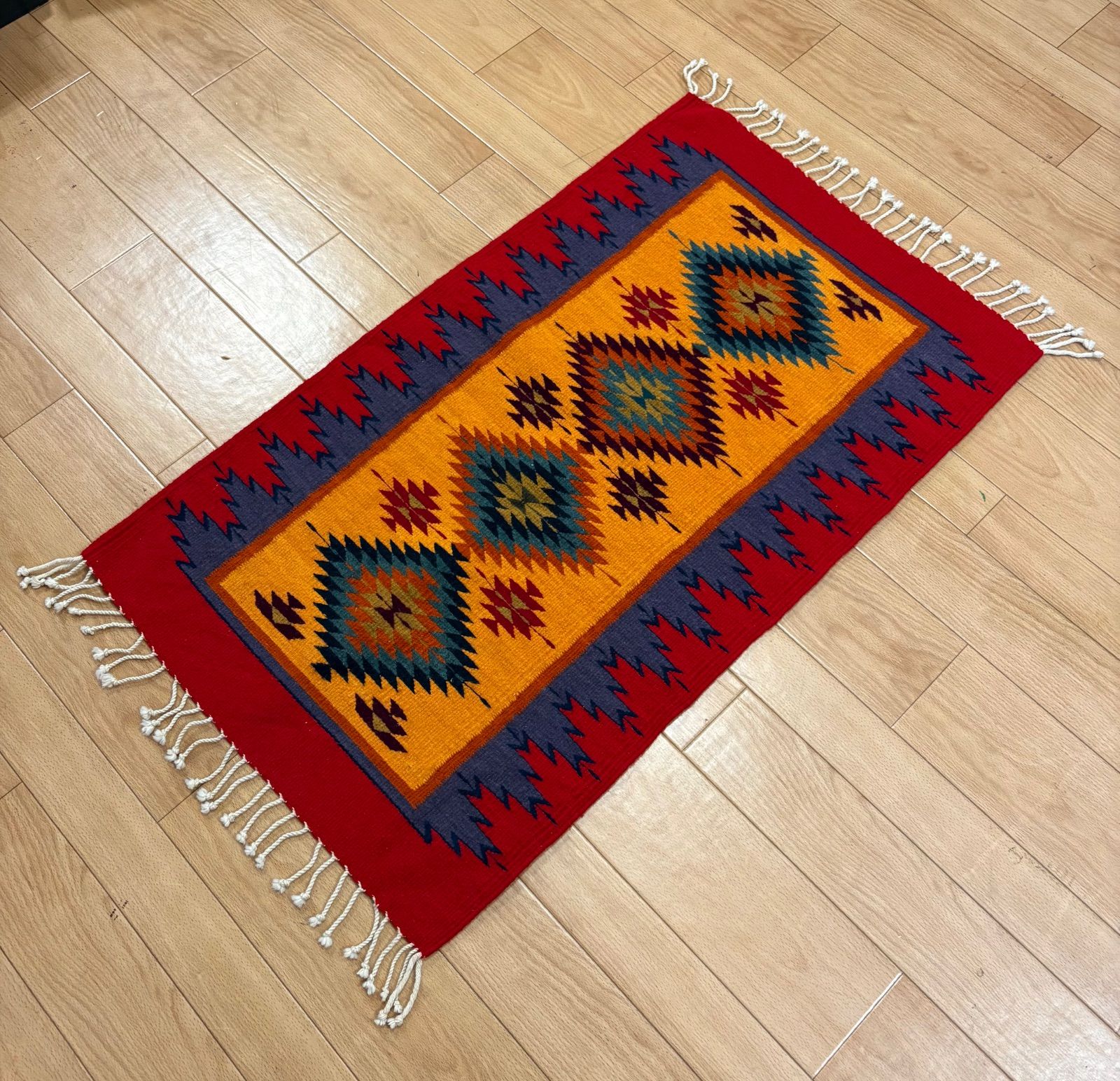 古着よき/ クロス 正方形ラグマット/47cm/自然染色/オアハカ 古着よき/ クロス 正方形ラグマット/47cm/自然染色/オアハカ