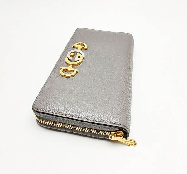 グッチ GUCCI ズゥミ カーフレザーラウンドファスナー グレー 570661 グッチ ズゥミ ラウンドファスナー長財布 グレー カーフレザー