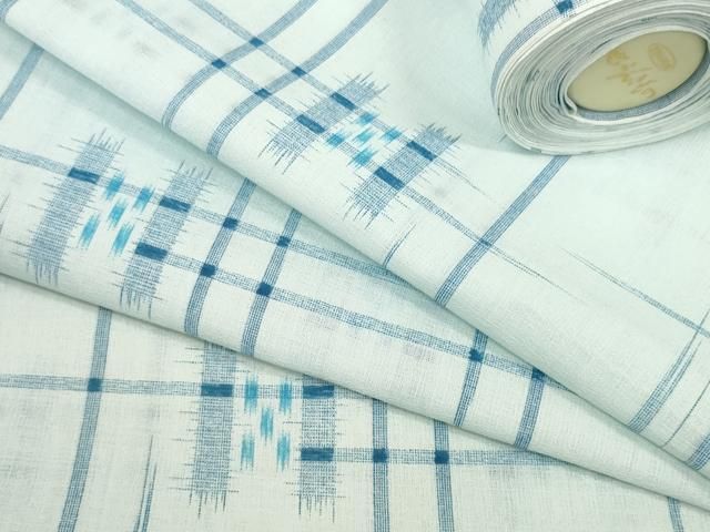 平和屋着物＊夏物 小紋 反物 着尺 格子 ♥ DAAW7444zzz