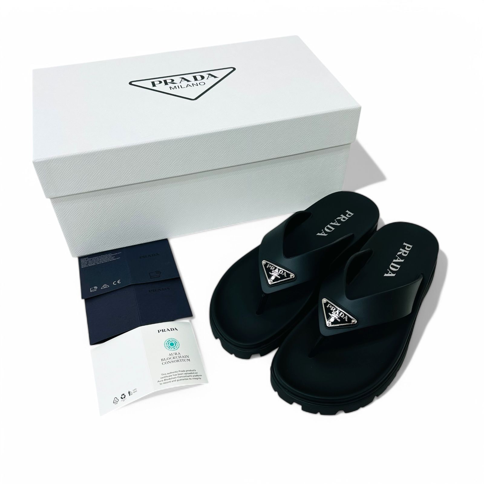 PRADA トングサンダル 1Y420N 3LKK トライアングルロゴ