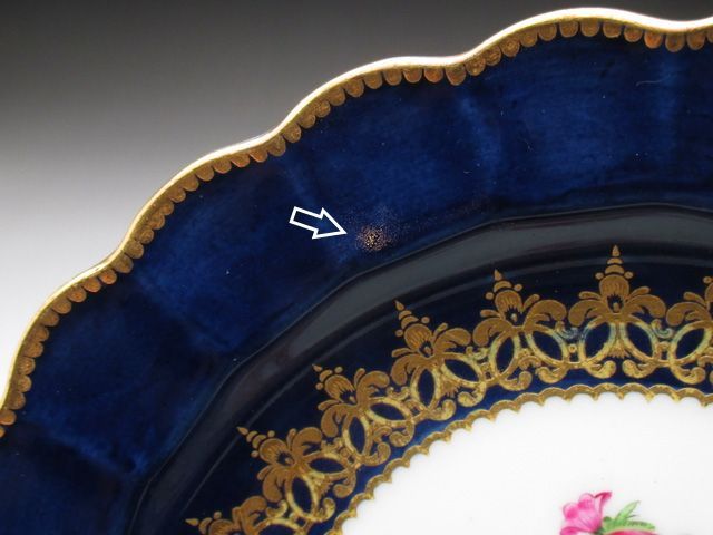 ロイヤルウースター コバルト金彩花束絵 プレート 19cm アンティーク