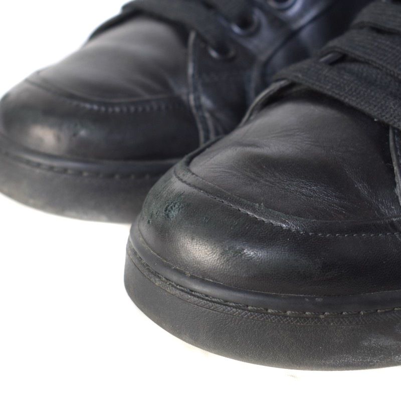 プラダ PRADA ハイカット レザー スニーカー レースアップ 8 黒