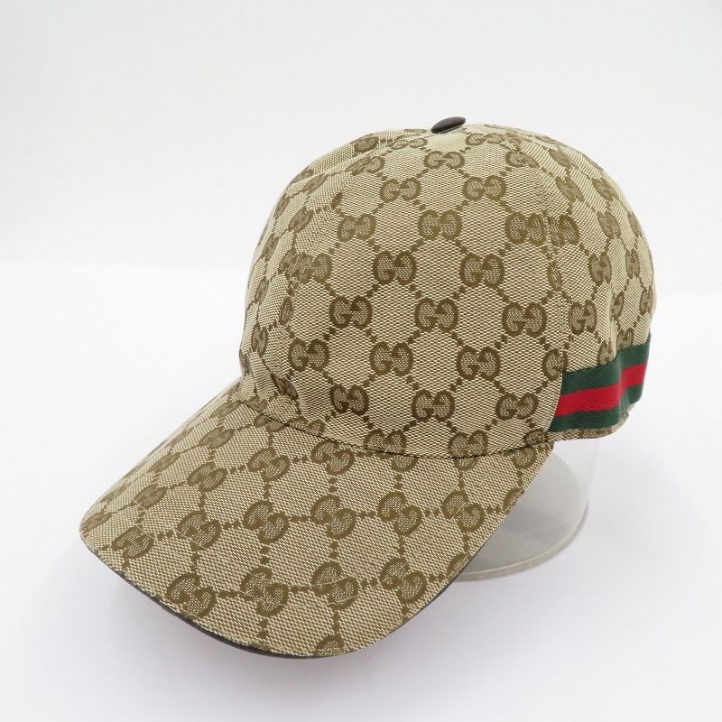 瀬戸大橋店 GUCCI グッチ キャップ GGキャンバス 200035 ベージュ サイズ M 135