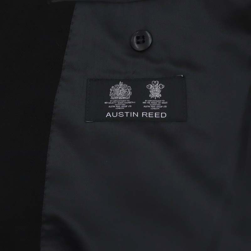 オースチン リード Austin Reed セットアップ 上下 スーツ テーラードジャケット 2B 総裏地 テーパードパンツ タック センタープレス  ジッパーフライ ウール カシミヤ混 黒 ブラック /DO ■OS