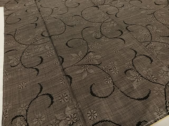 平和屋着物○本場大島紬 泥染め 7マルキ 花唐草文 正絹 逸品 未使用