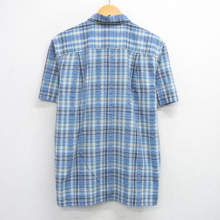 ヨーロッパ古着 patagonia 半袖シャツ L 青系チェック patagonia（シャツ ・ ブルー・ネイビー/青色系）のフリマ