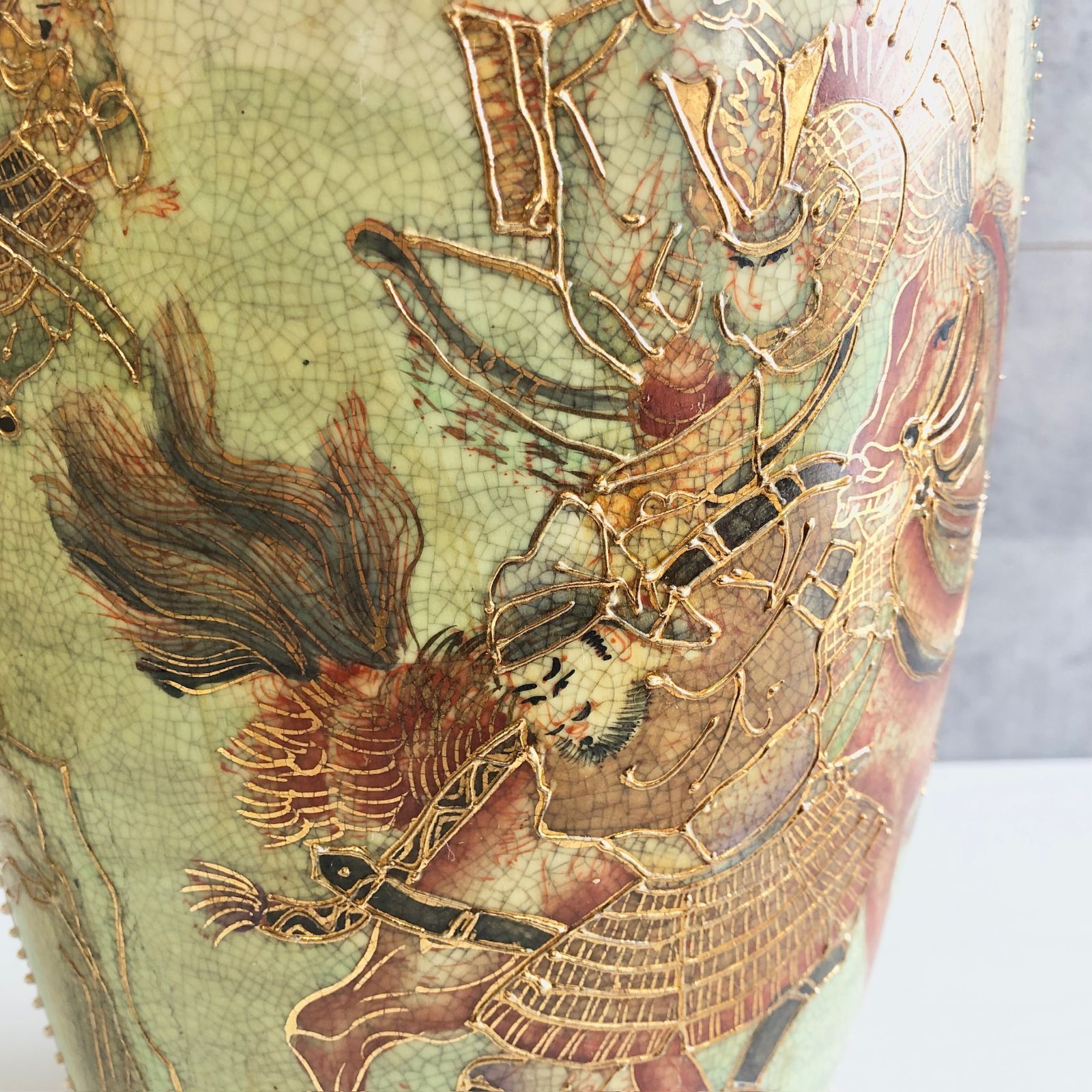 薩摩焼 中国製 飾り壺 江戸美人図 武者騎馬図 古美術