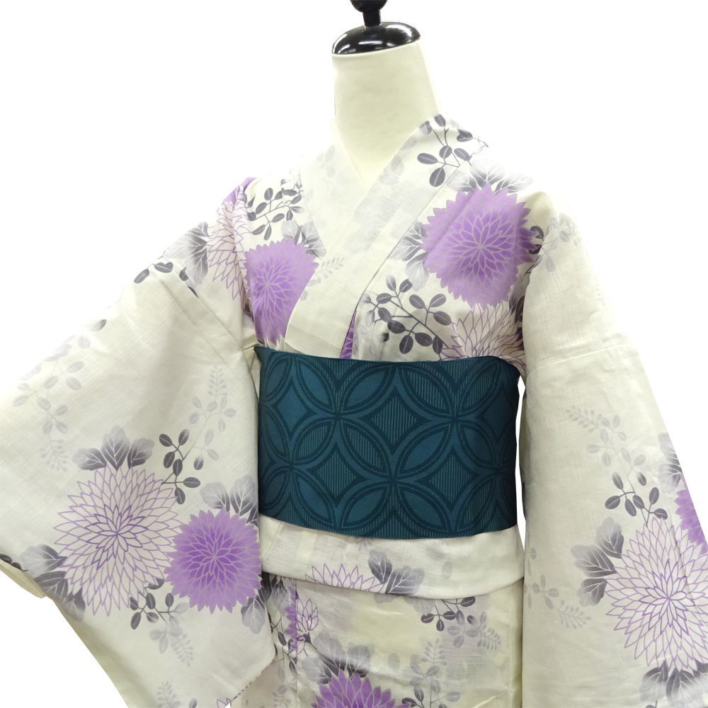 花夏衣浴衣　衿秀浴衣　綿麻　お仕立て上がり浴衣　日本製　小袋帯セット　浴衣 レディース綿麻浴衣・帯セット お仕立上がり 花子俱楽部 HK23