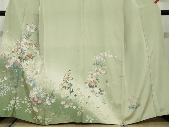 【逸品】●作家訪問着●縮緬●流水文様● 逸品】○作家訪問着○縮緬○流水文様○ 平和屋着物▽訪問着 単衣 流水