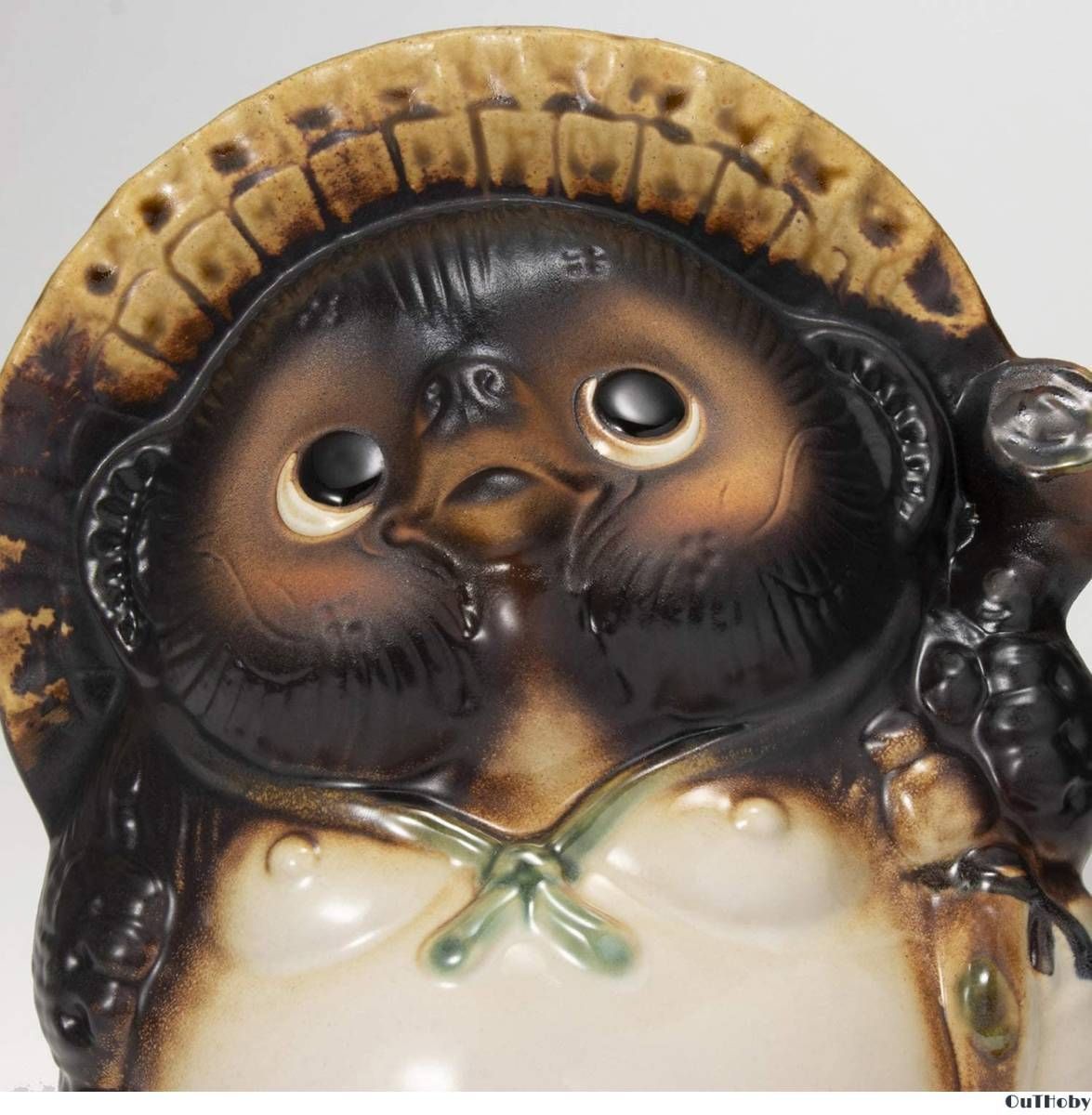 福々ひねりたぬきの陶器置物 傘と酒樽付き❣️縁起物 信楽焼 20号福々ひねり狸 たぬき タヌキ 開運 縁起物 可愛い