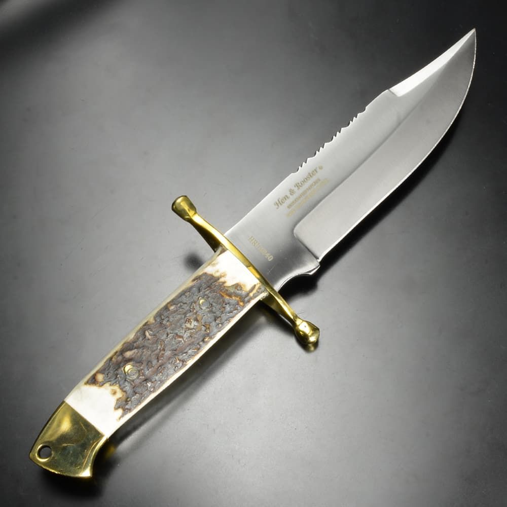 HEN-ROOSTER ボウイナイフ 鹿角ハンドル 革製シース付 HR0040 18歳以上