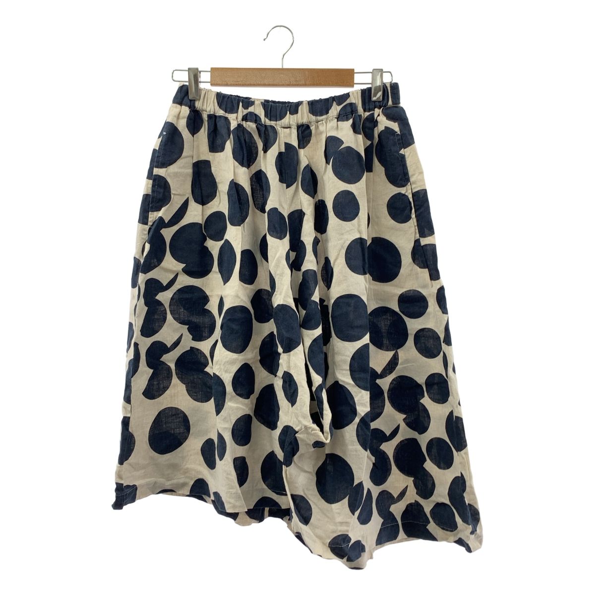 COMME des GARCONS COMME des GARCONS コムコム 2015SS リネン ドット スカート S ベージュ ネイビー レディース