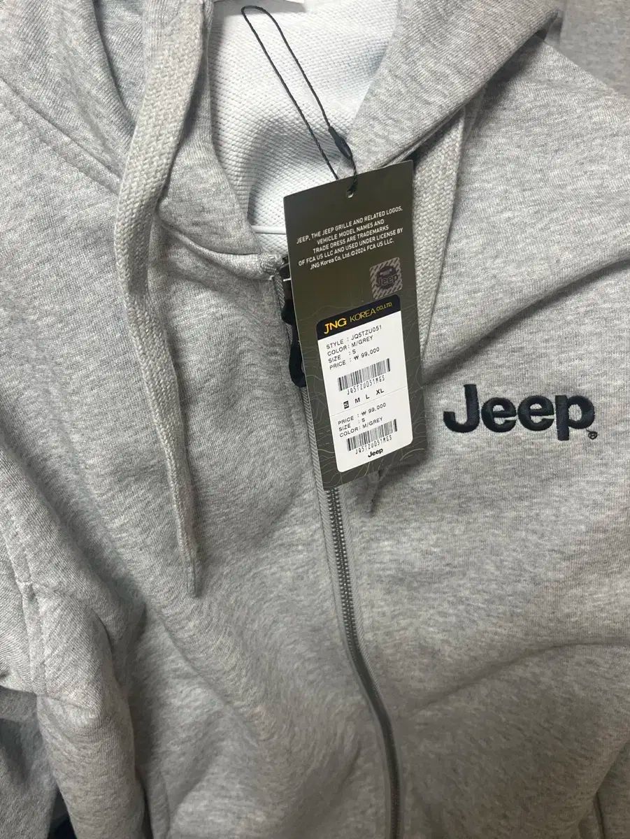 Jeep ジープ ジップアップパーカー フード付き グレー s