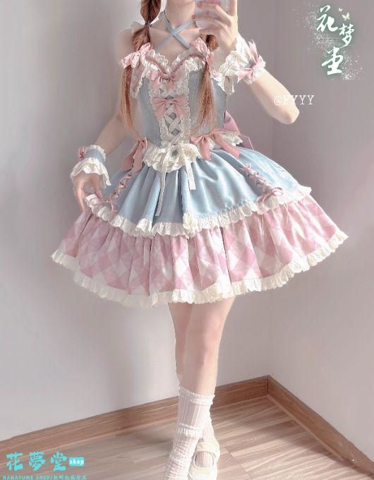 25年 ドレスロリータセット 仮装 オリジナル 洋服 ロリータ ワンピース フリル 撮影会 舞台 イベント 花夢堂-291