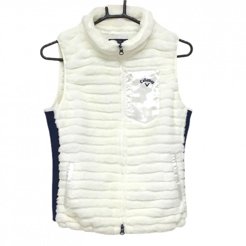 超 キャロウェイ 切替ボアベスト 白 胸ポケット レディース M ゴルフウェア Callaway