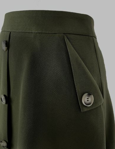 ブラック フ スカート レディース 秋冬 ロング丈 ミモレ丈 前ボタン ポケット付き 無地 体型カバー ハイウエスト きれいめ カジュアル ウエストマーク 大人ナチュラル