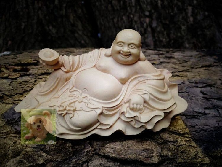 総柘植材 木彫仏像 仏教美術 精密細工 弥勒菩薩 置物