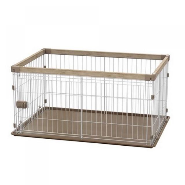 アイリスオーヤマ ウッディシステムサークル SWS-1200 ナチュラル 小型犬 中型犬用 ペットケージ ゲージ犬 木目 スライド扉 簡単組立