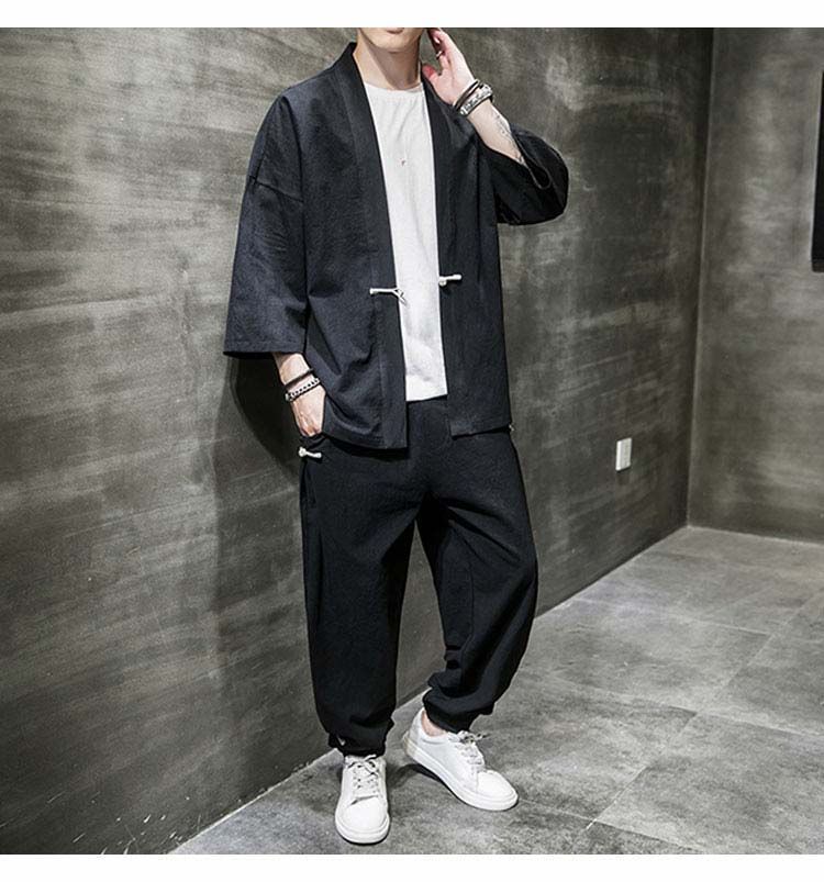 リネン セットアップ メンズ 夏 半袖 2点セット 綿麻 トップス カーディガン おしゃれ ジャージ スウェット 薄手 接触冷感 サルエルパンツ シャツ ハーフ パンツ 通気 部屋着 カジュアル上下セット 着物 ジョガーパンツ E 0 uj 931