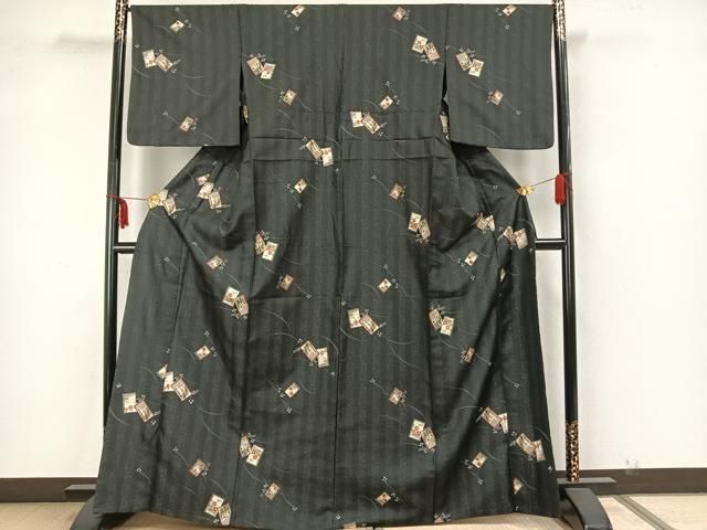 平和屋着物＊夏物 小紋 絽 草葉文 洗える着物 AAAZ1079fy 平和屋