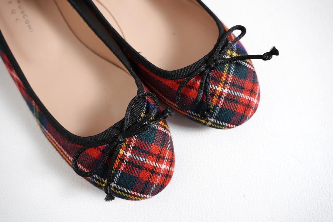580y*ファビオ ルスコーニ BPQC タータンチェック バレエシューズ