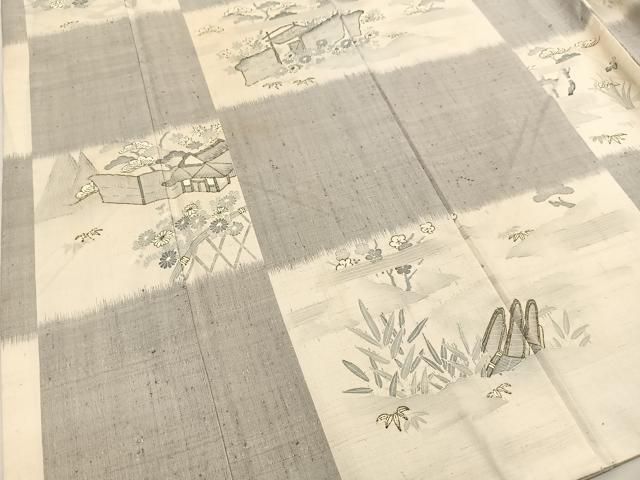 平和屋着物○生紬 市松風景文 正絹 逸品 BAAT0857yc - メルカリ 