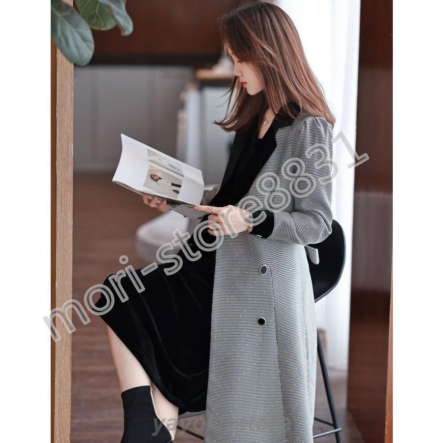 卒業式 母 服 トレンチコート ブレザー 冬服 レディース ロング 千鳥柄 ベルト付き アウター 通勤 おしゃれ 着痩せ フェミニン NEXPOTALLINN_EU